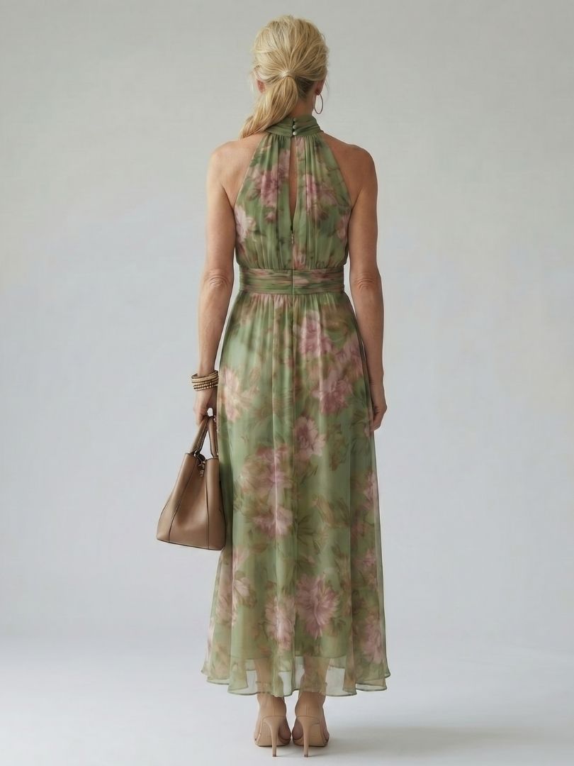 Eszter | Virágmintás halter maxi ruha