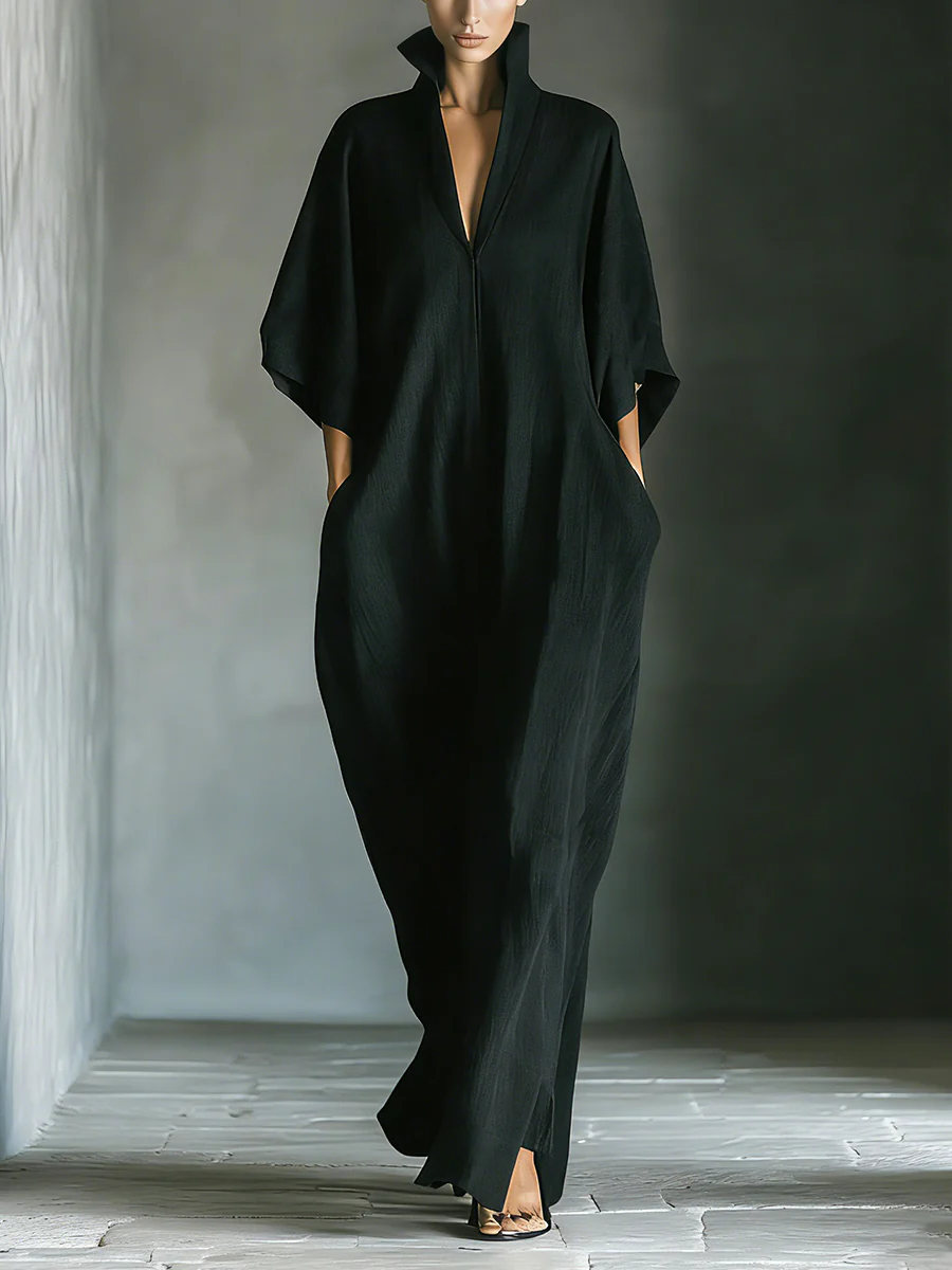 Alexandra | Fekete oversize kimonó maxi ruha