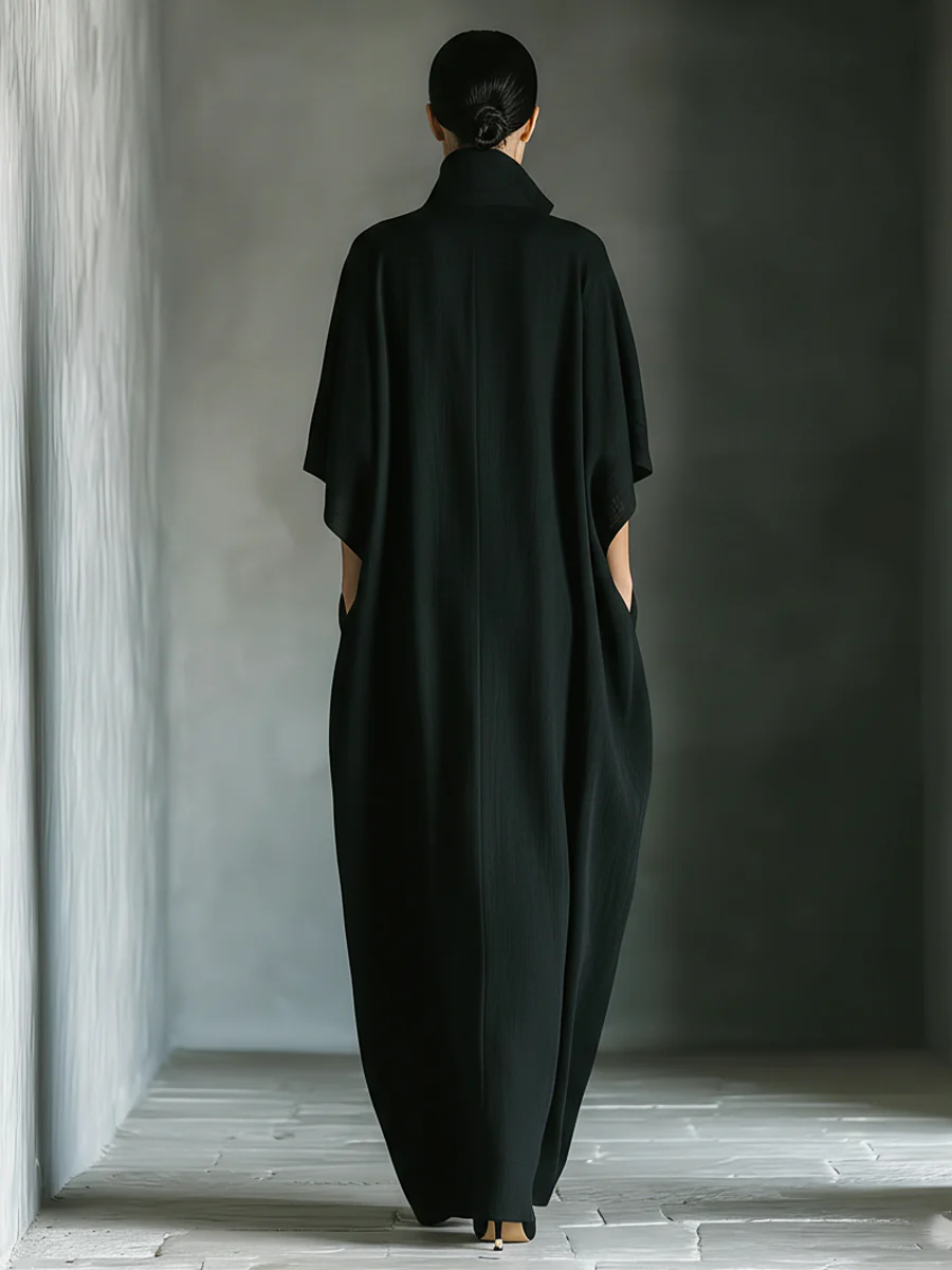 Alexandra | Fekete oversize kimonó maxi ruha