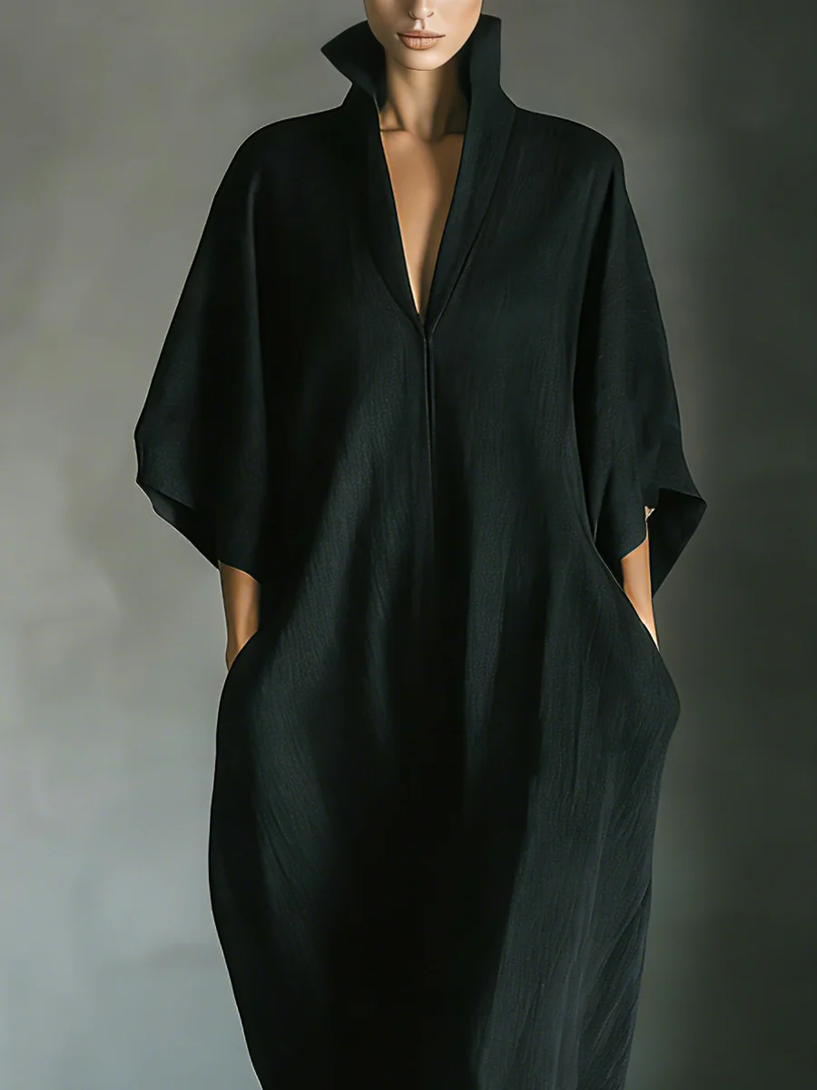 Alexandra | Fekete oversize kimonó maxi ruha