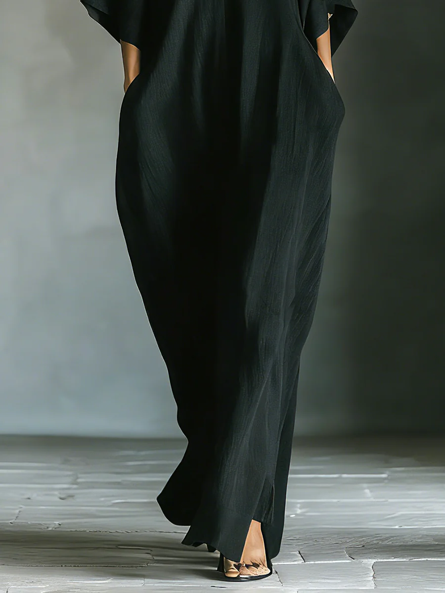 Alexandra | Fekete oversize kimonó maxi ruha