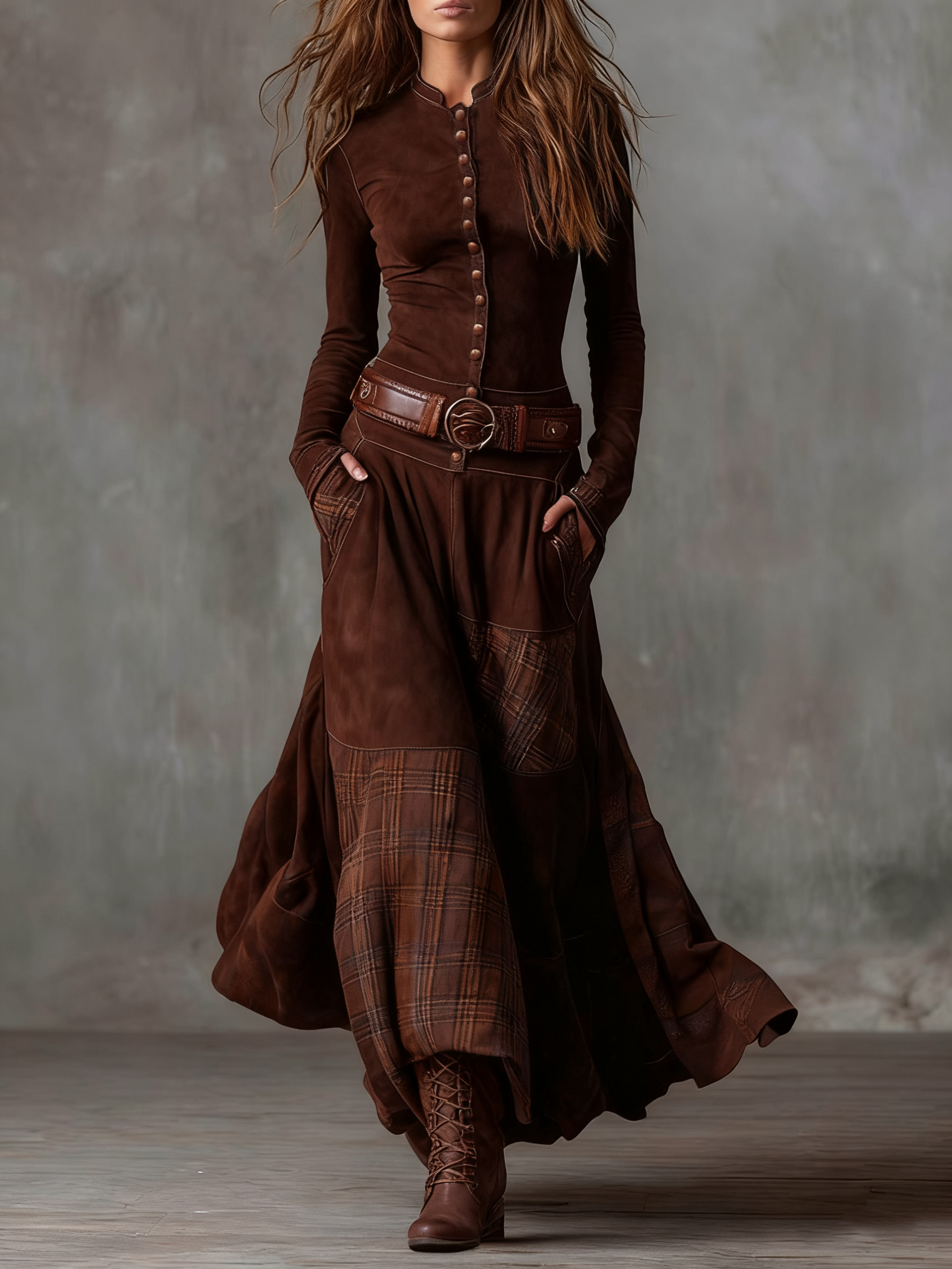 Azucena ║ Maxi Ruha Velúrból Övvel